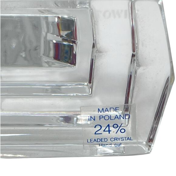 Towle 24% Lead Crystal Standing Cross 9" Tall Hand Cut Made in Poland CHIP - Picture 3 of 16